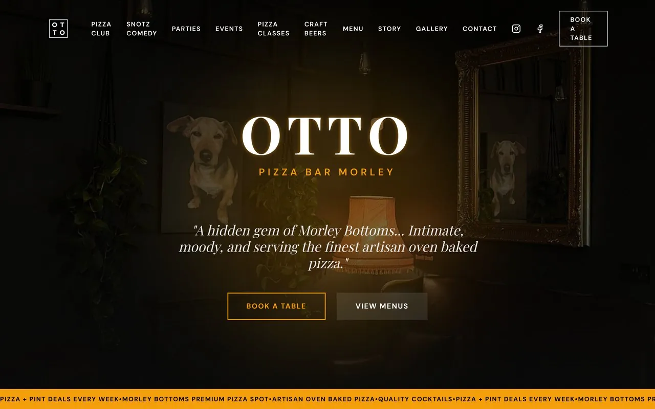 Otto Pizza Bar — finished website homepage